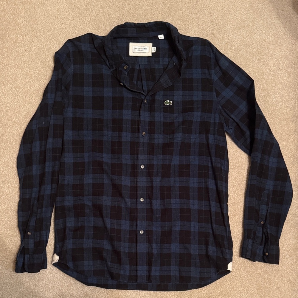 Lacoste Navy and Black Checkered Shirt